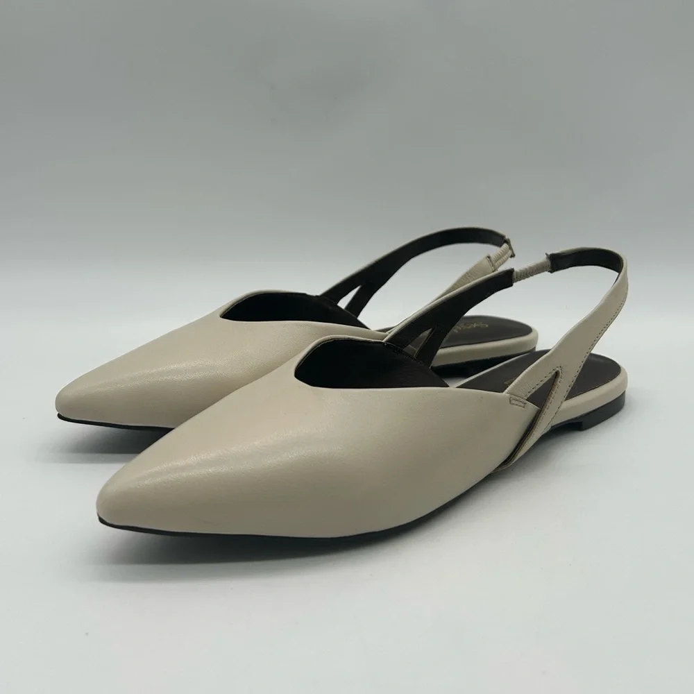 Seychelles Good Girl Ivory Leather Slingback Flats Pointed Toe Size 6 NWT - Picture 5 of 13
